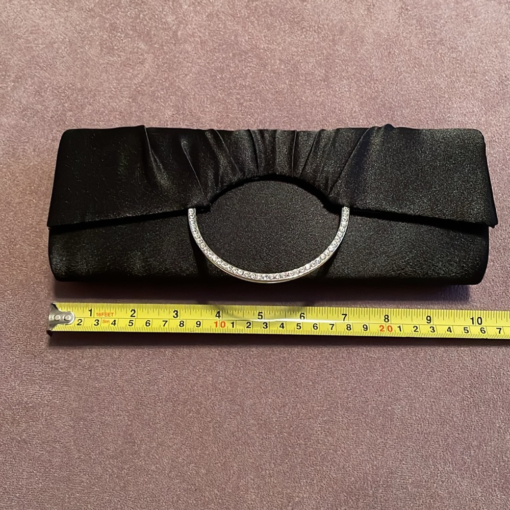 Bijoux Terner black satin clutch with rhinestones like new! - Picture 13 of 15